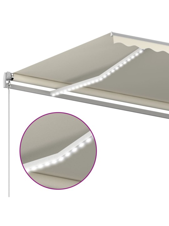 Automatinė markizė su LED/vėjo jutikliu, kreminė, 4,5x3,5m
