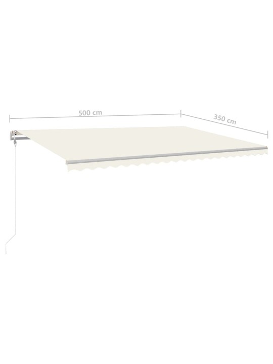 Rankiniu būdu ištraukiama markizė su LED, kreminė, 5x3,5m