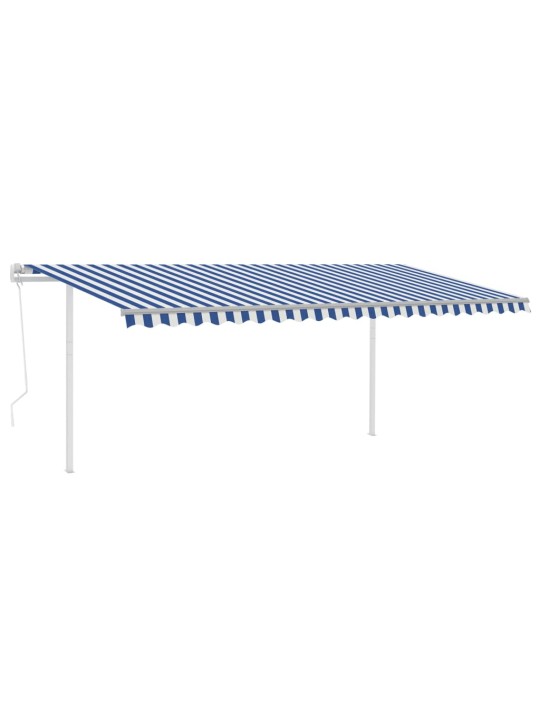 Automatinė markizė su LED/vėjo jutikliu, mėlyna/balta, 5x3,5m