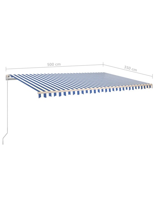 Automatinė markizė su LED/vėjo jutikliu, mėlyna/balta, 5x3,5m