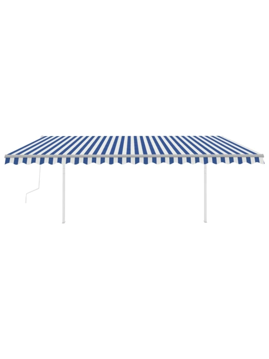 Automatinė markizė su LED/vėjo jutikliu, mėlyna/balta, 5x3,5m