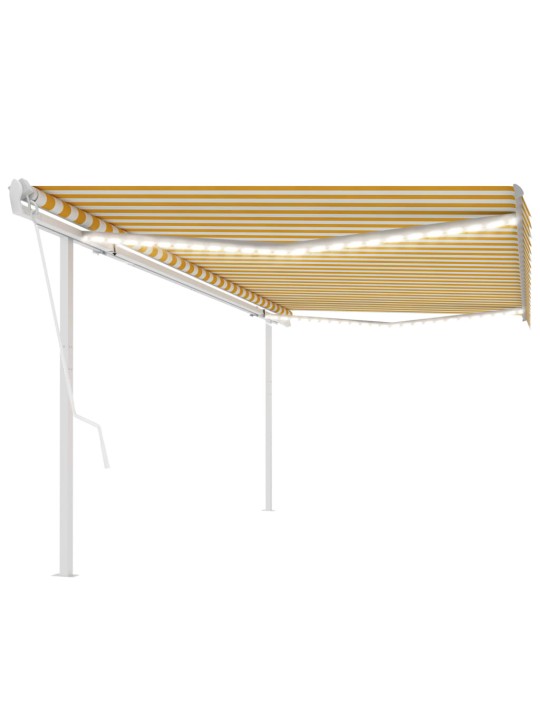 Automatinė markizė su LED/vėjo jutikliu, geltona/balta, 5x3,5m