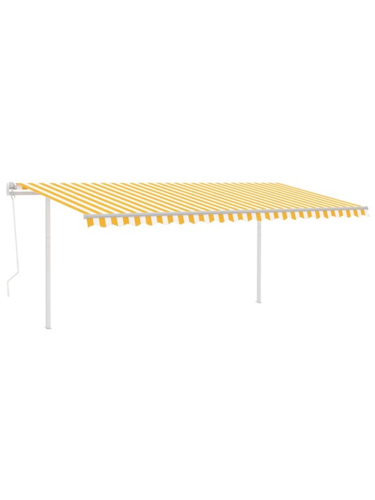 Automatinė markizė su LED/vėjo jutikliu, geltona/balta, 5x3,5m