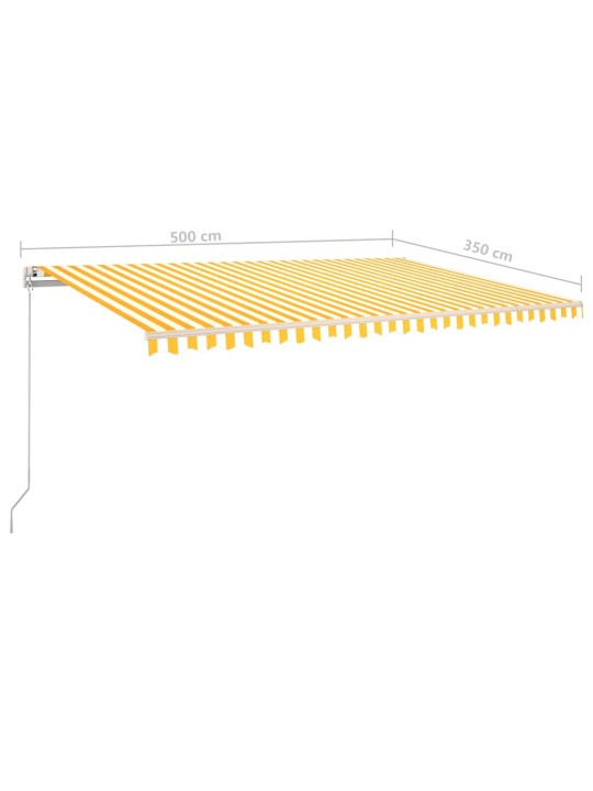 Automatinė markizė su LED/vėjo jutikliu, geltona/balta, 5x3,5m