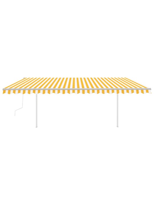 Automatinė markizė su LED/vėjo jutikliu, geltona/balta, 5x3,5m