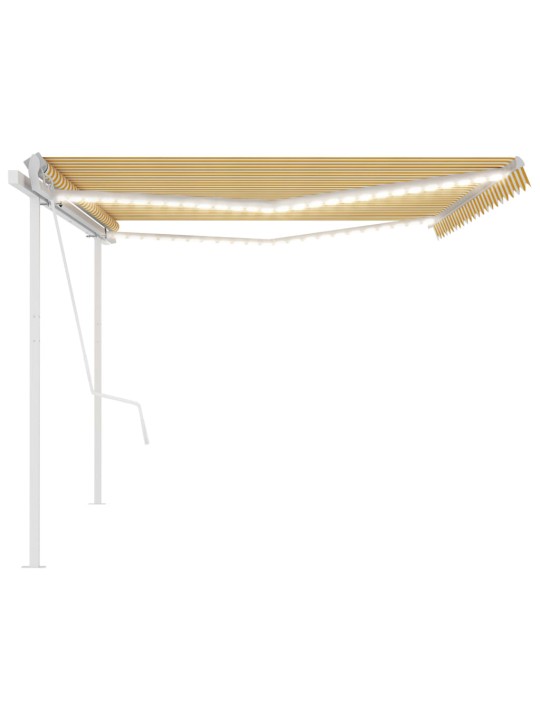 Automatinė markizė su LED/vėjo jutikliu, geltona/balta, 5x3,5m