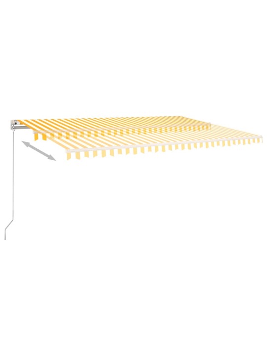 Automatinė markizė su LED/vėjo jutikliu, geltona/balta, 5x3,5m
