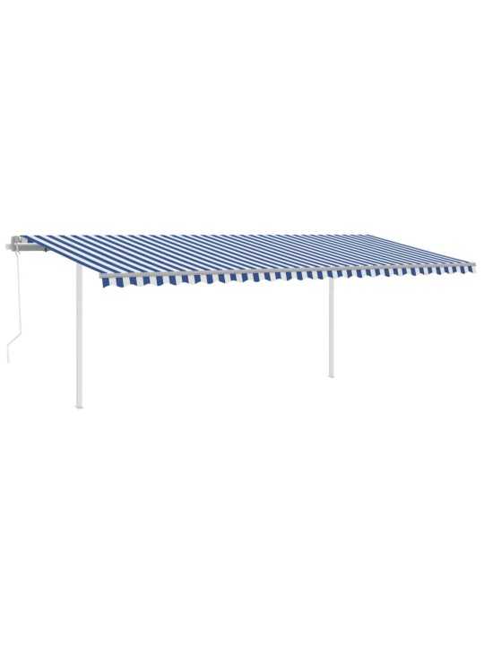 Automatinė markizė su LED/vėjo jutikliu, mėlyna/balta, 6x3,5m