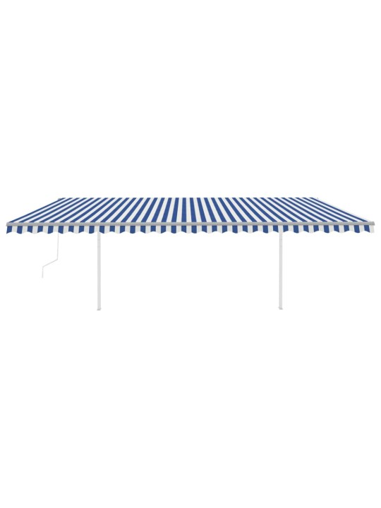 Automatinė markizė su LED/vėjo jutikliu, mėlyna/balta, 6x3,5m