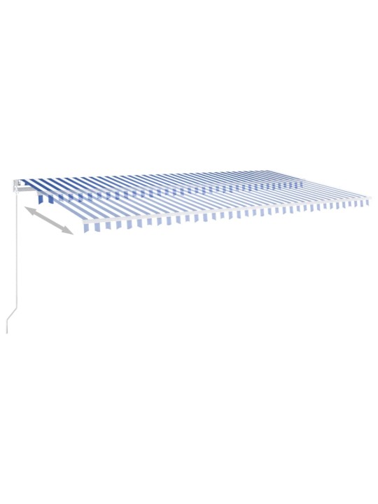 Automatinė markizė su LED/vėjo jutikliu, mėlyna/balta, 6x3,5m