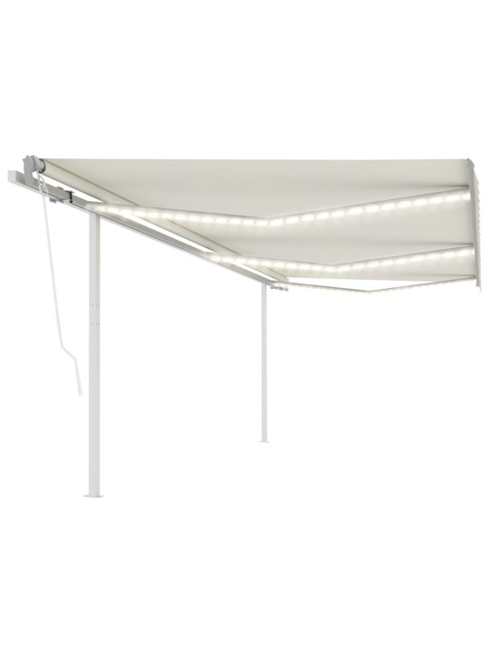 Automatinė markizė su LED/vėjo jutikliu, kreminė, 6x3,5m