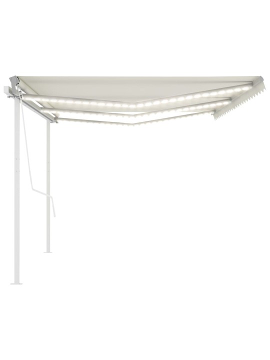 Automatinė markizė su LED/vėjo jutikliu, kreminė, 6x3,5m
