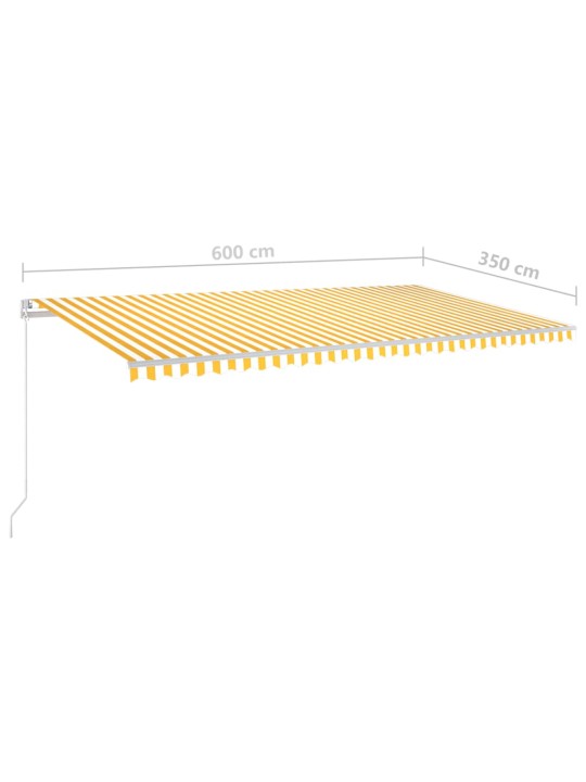 Automatinė markizė su LED/vėjo jutikliu, geltona/balta, 6x3,5m