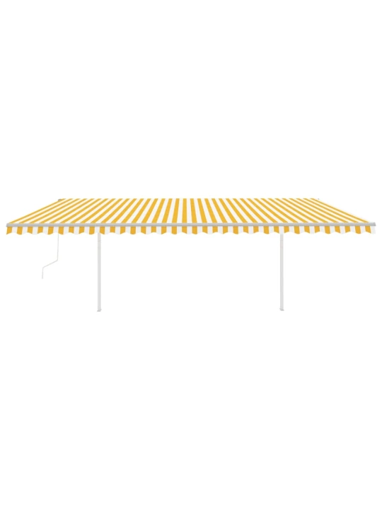 Automatinė markizė su LED/vėjo jutikliu, geltona/balta, 6x3,5m
