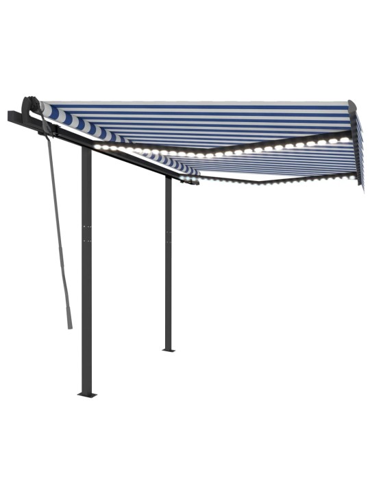 Rankiniu būdu ištraukiama markizė, mėlyna ir balta, 3x2,5m
