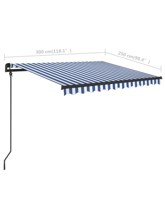 Rankiniu būdu ištraukiama markizė, mėlyna ir balta, 3x2,5m