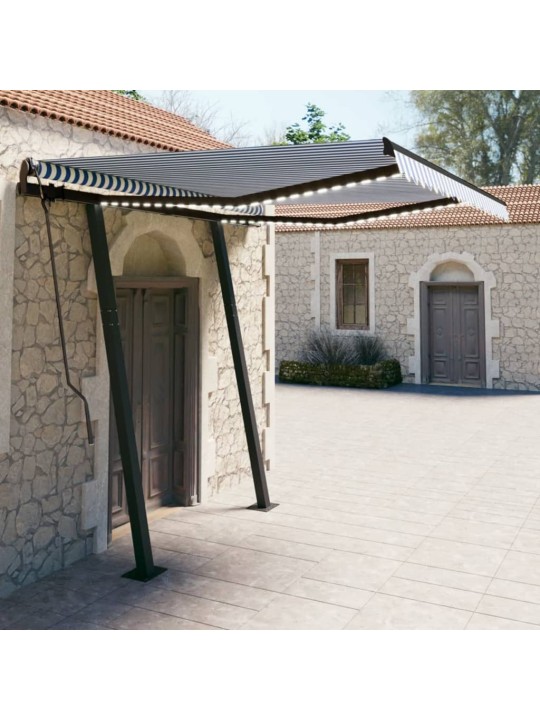 Rankiniu būdu ištraukiama markizė, mėlyna ir balta, 3x2,5m