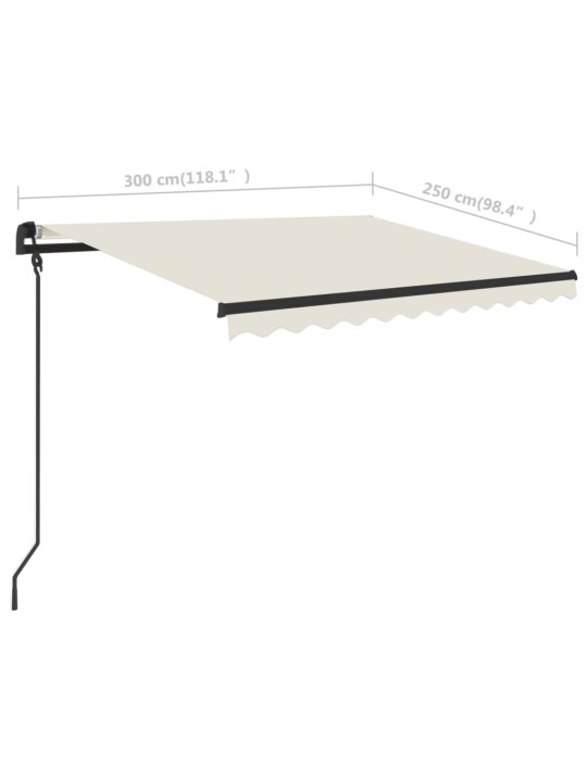 Rankiniu būdu ištraukiama markizė su LED, kreminė, 3x2,5m