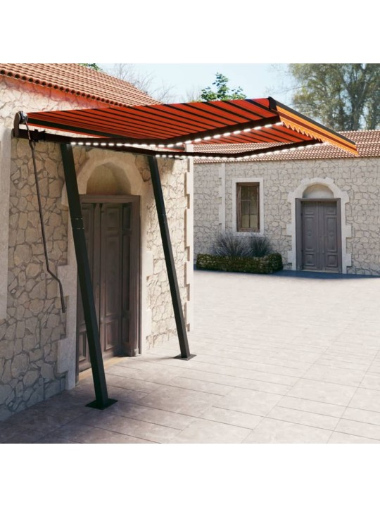 Rankiniu būdu ištraukiama markizė, oranžinė ir ruda, 3x2,5m