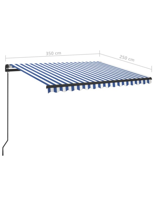 Rankiniu būdu ištraukiama markizė, mėlyna ir balta, 3,5x2,5m