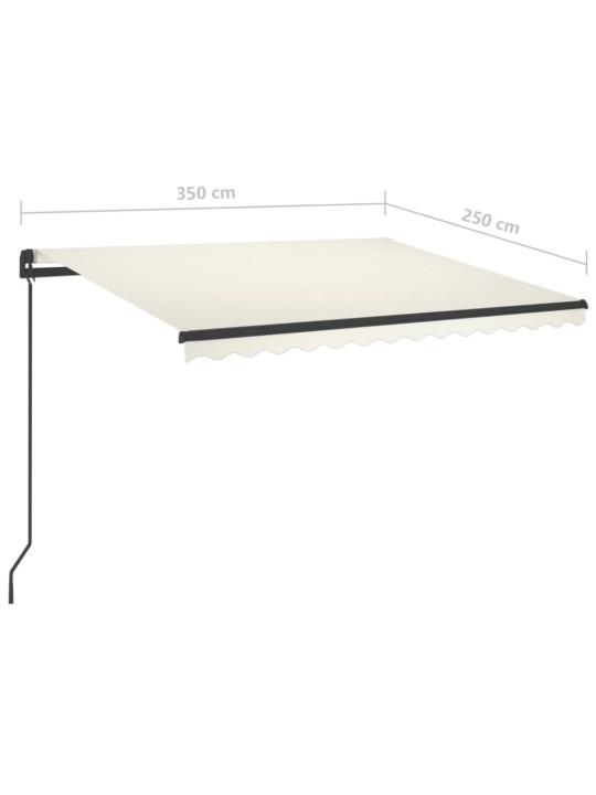 Rankiniu būdu ištraukiama markizė su LED, kreminė, 3,5x2,5m