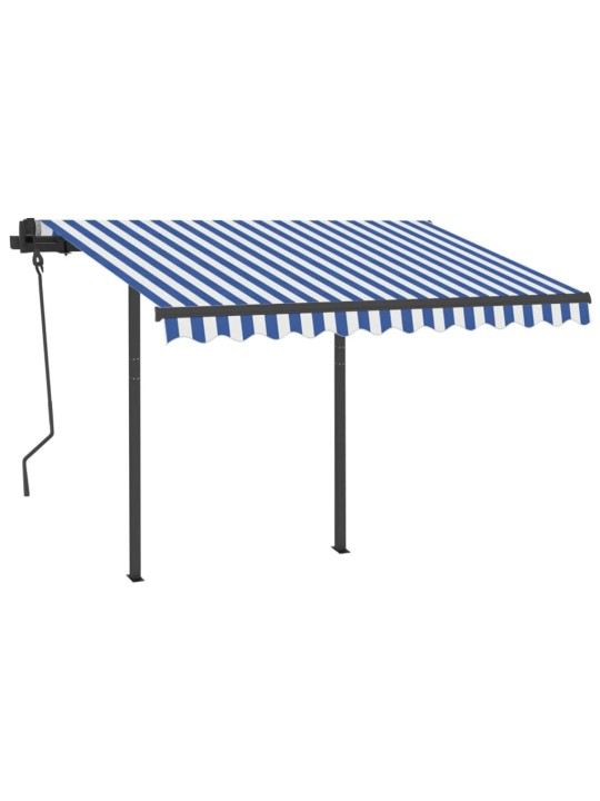 Automatinė markizė su LED/vėjo jutikliu, mėlyna/balta, 3,5x2,5m