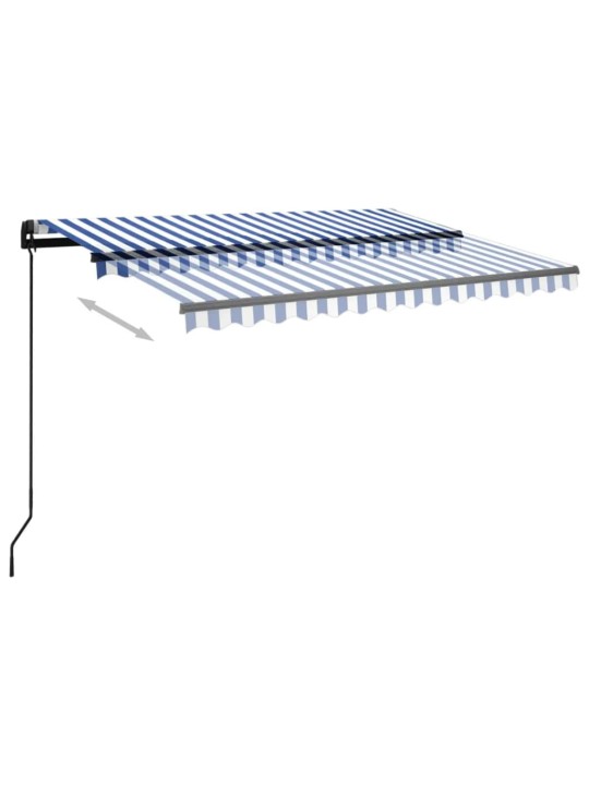 Automatinė markizė su LED/vėjo jutikliu, mėlyna/balta, 3,5x2,5m