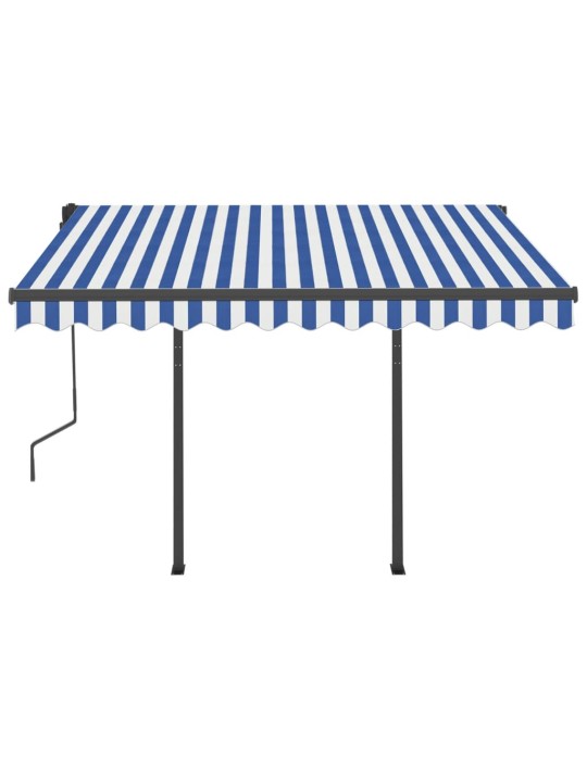 Automatinė markizė su LED/vėjo jutikliu, mėlyna/balta, 3,5x2,5m