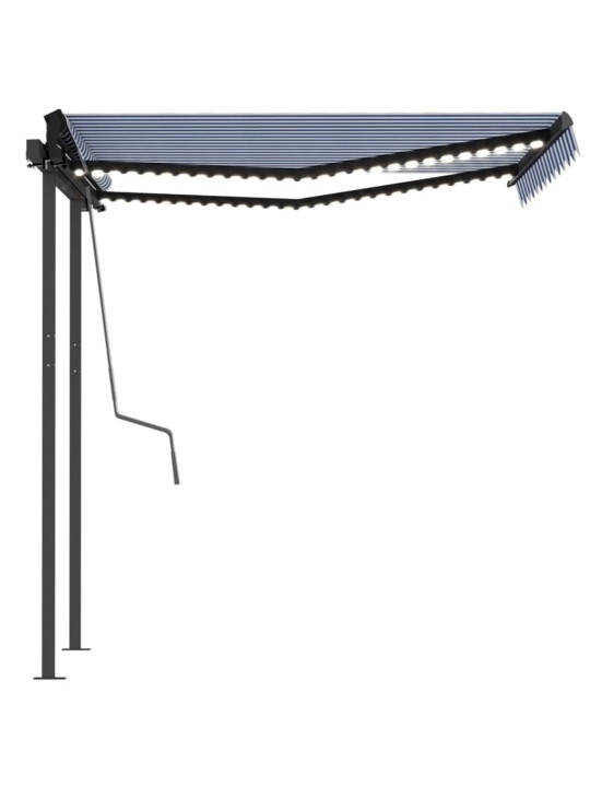 Automatinė markizė su LED/vėjo jutikliu, mėlyna/balta, 3,5x2,5m