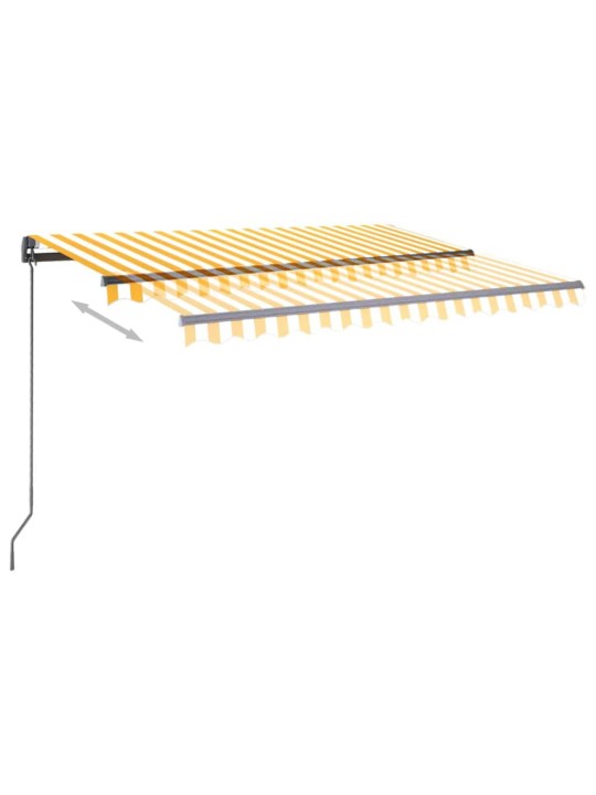 Markizė su LED ir vėjo jutikliu, geltona/balta, 3,5x2,5m