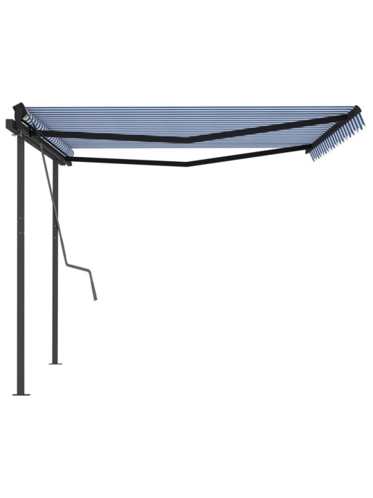 Rankiniu būdu ištraukiama markizė, mėlyna ir balta, 4x3m