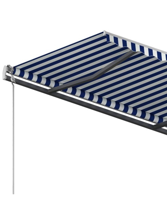 Rankiniu būdu ištraukiama markizė, mėlyna ir balta, 4x3m