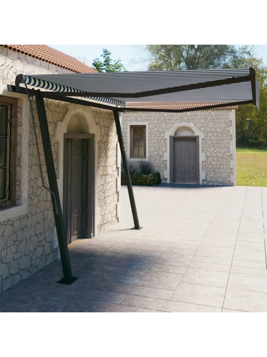 Automatiniu būdu ištraukiama markizė, mėlyna ir balta, 4x3m