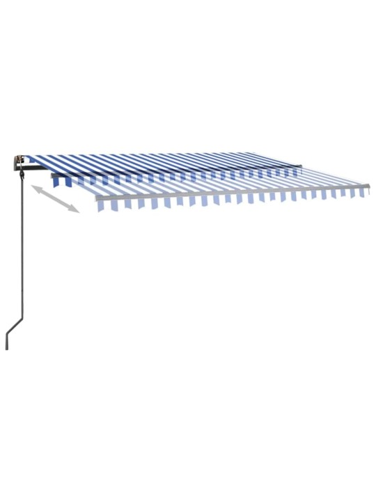 Automatinė markizė su LED/vėjo jutikliu, mėlyna/balta, 4x3m
