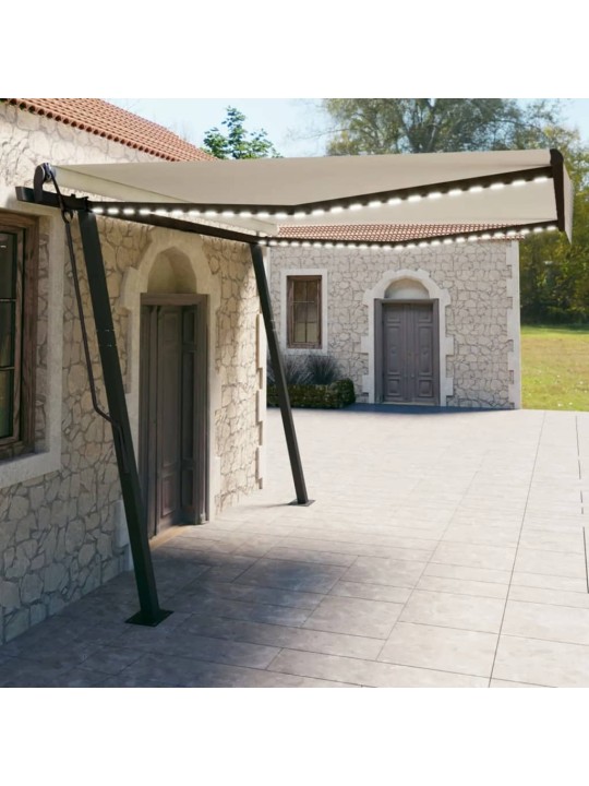 Automatinė markizė su LED/vėjo jutikliu, kreminė, 4x3m