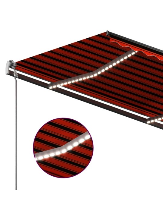 Automatinė markizė su LED/vėjo jutikliu, oranžinė/ruda, 4x3m