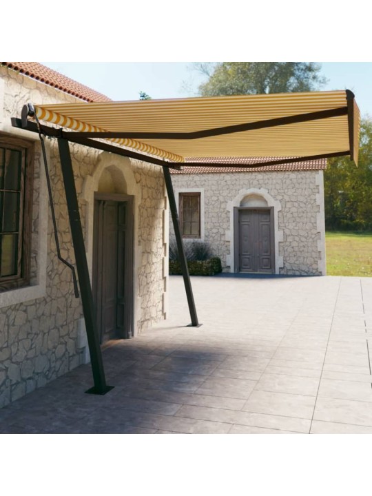 Rankiniu būdu ištraukiama markizė, geltona ir balta, 4,5x3m