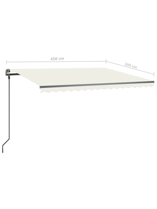 Rankiniu būdu ištraukiama markizė su LED, kreminė, 4,5x3m