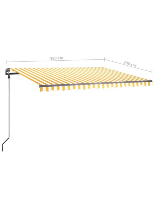 Rankiniu būdu ištraukiama markizė su LED, geltona/balta, 4,5x3m