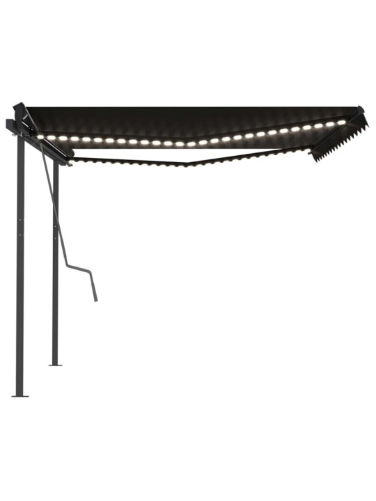 Rankiniu būdu ištraukiama markizė su LED, antracito, 4,5x3m