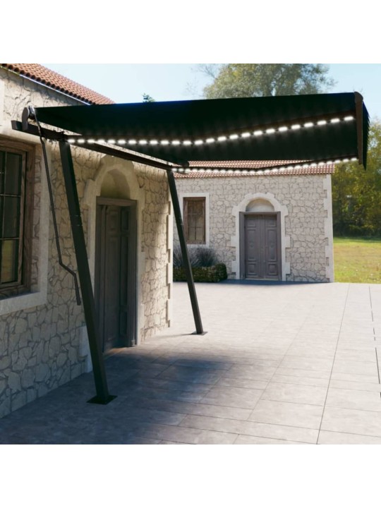 Rankiniu būdu ištraukiama markizė su LED, antracito, 4,5x3m