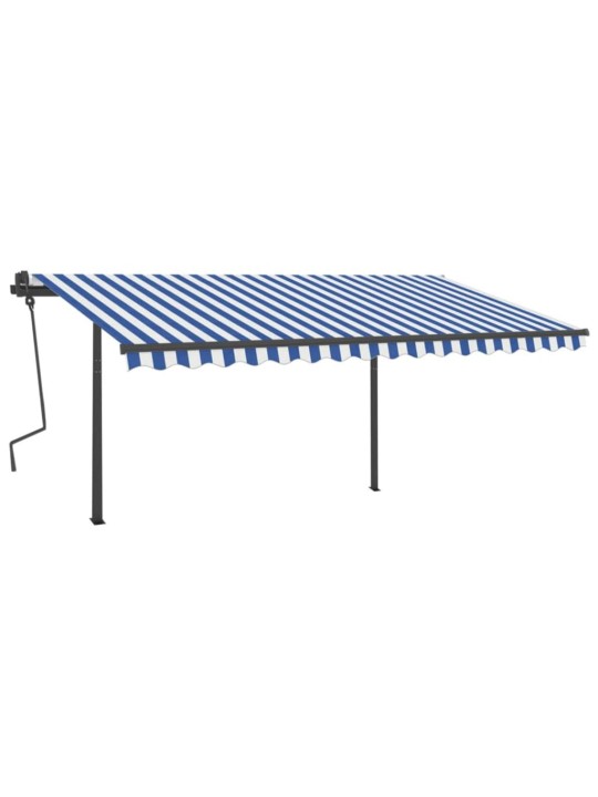 Automatinė markizė su LED/vėjo jutikliu, mėlyna/balta, 4,5x3m