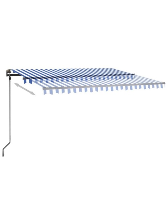 Automatinė markizė su LED/vėjo jutikliu, mėlyna/balta, 4,5x3m
