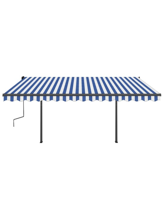 Automatinė markizė su LED/vėjo jutikliu, mėlyna/balta, 4,5x3m