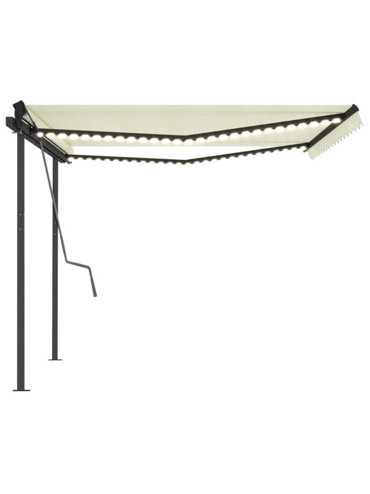 Automatinė markizė su LED/vėjo jutikliu, kreminė, 4,5x3m