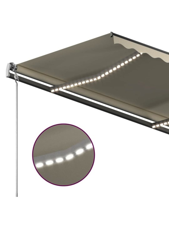 Automatinė markizė su LED/vėjo jutikliu, kreminė, 4,5x3m
