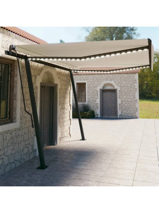 Automatinė markizė su LED/vėjo jutikliu, kreminė, 4,5x3m