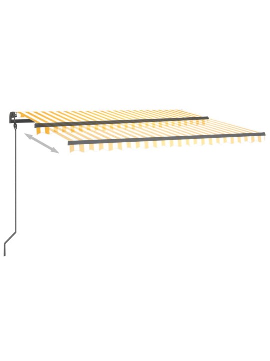Automatinė markizė su LED/vėjo jutikliu, geltona/balta, 4,5x3m