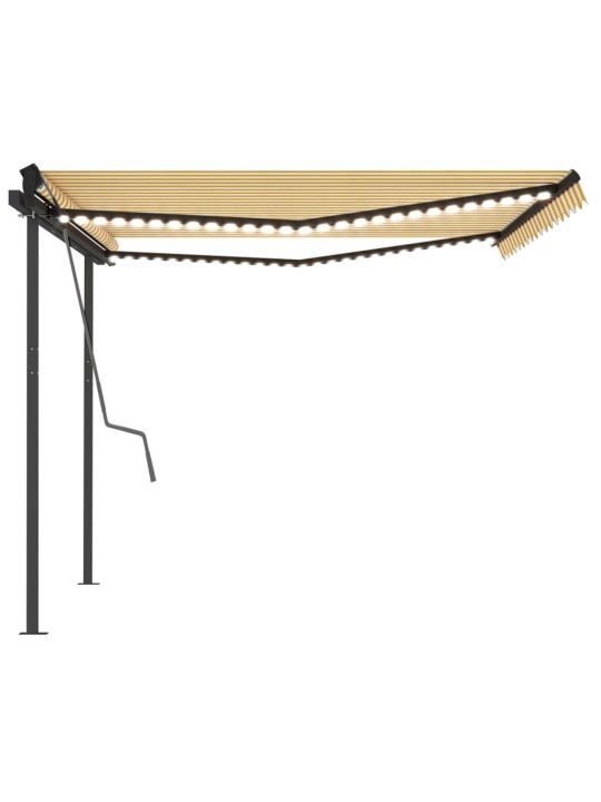 Automatinė markizė su LED/vėjo jutikliu, geltona/balta, 4,5x3m