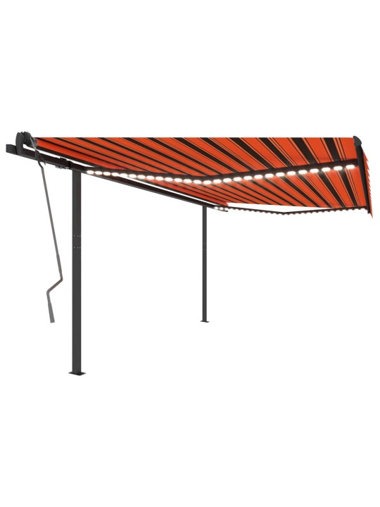Automatinė markizė su LED/vėjo jutikliu, oranžinė/ruda, 4,5x3m